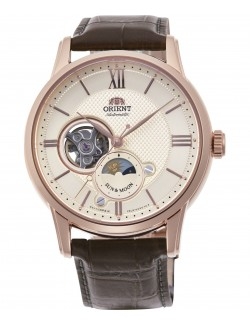 Zegarek klasyczny, elegancki męski Orient Sun & Moon Automatic RA-AS0003S10B Open Heart - Zegarki ORIENT