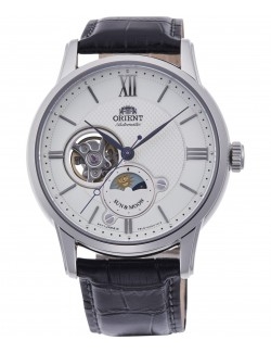 Zegarek klasyczny, elegancki męski Orient Sun & Moon Automatic RA-AS0005S10B Open Heart - Zegarki ORIENT