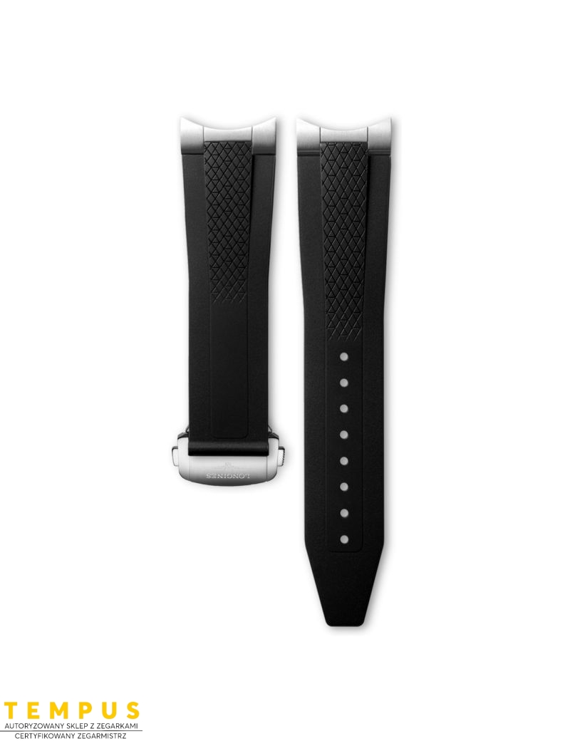 Pasek Longines czarny gumowy L682170858 - LONGINES - paski do zegarków