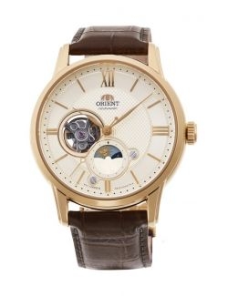 Zegarek klasyczny, elegancki męski Orient Sun & Moon Automatic RA-AS0010S30B Open Heart - Zegarki ORIENT