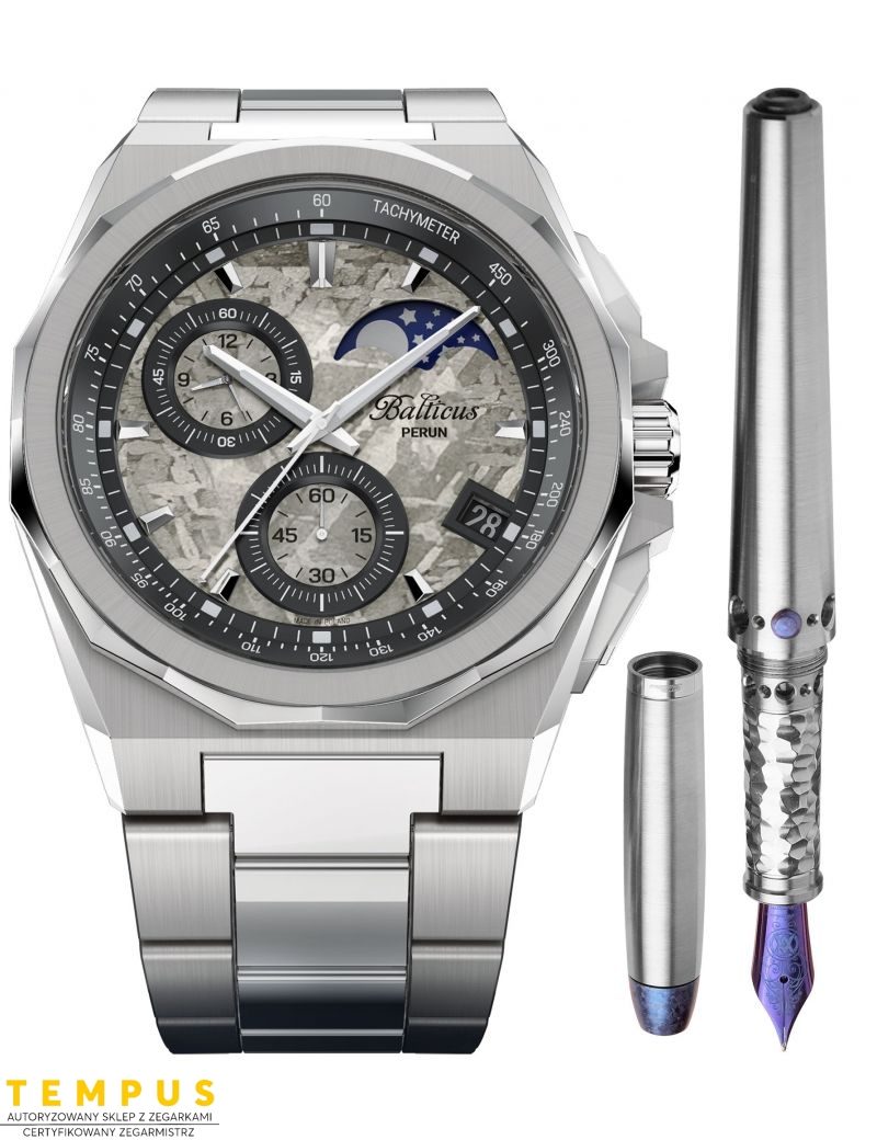Balticus Chrono Moonphase 42mm z Piórem Limitowany PERUNFP - Zegarki BALTICUS