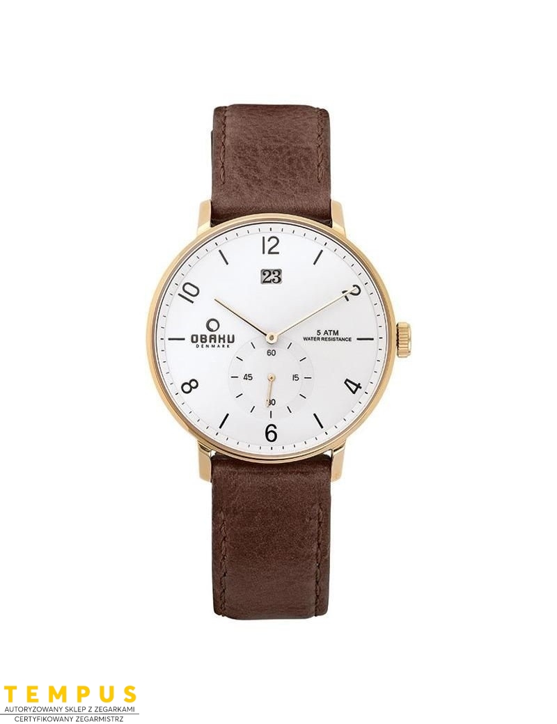 Zegarek klasyczny męski Obaku Denmark V190GDGWRN - Zegarki OBAKU