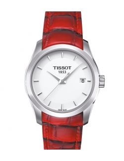 COUTURIER/LR/Q/STEEL/LEA.RED/WHITE DIAL - Zegarki TISSOT