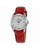 COUTURIER/LR/Q/STEEL/LEA.RED/WHITE DIAL - Zegarki TISSOT