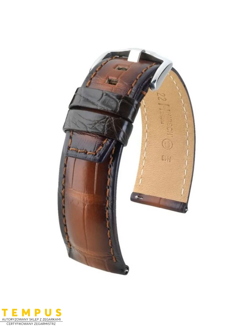 Pasek HIRSCH Tritone Alligator Vintage L 08607015-2-24 ze skóry krokodyla 24 mm - HIRSCH - paski do zegarków Pasek HIRSCH Tritone Alligator Vintage L 08607015-2-24 ze skóry krokodyla 24 mm - HIRSCH - paski do zegarków