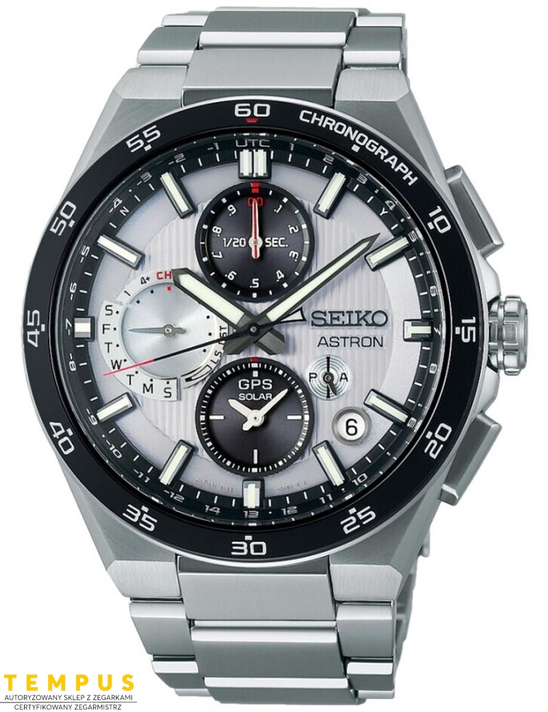 Seiko Astron Silvery Night Dual Time Chronograph Titanium Solar GPS SSH153J1 - Zegarki SEIKO