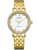 Elegancki zegarek damski z cyrkoniami Citizen 31 mm