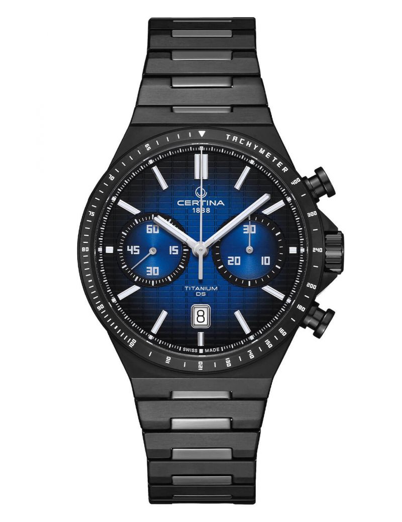 Czarny zegarek męski na bransolecie Certina DS-7 Chrono Automatic Czarny zegarek męski na bransolecie Certina DS-7 Chrono Automatic