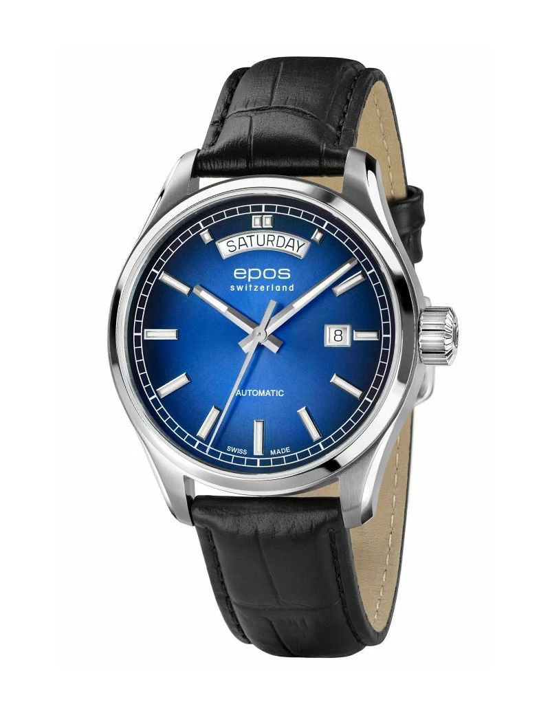 Szwajcarski zegarek męski Epos Passion 3501.142.20.96.25 Day Date z szafirowym szkłem Szwajcarski zegarek męski Epos Passion 3501.142.20.96.25 Day Date z szafirowym szkłem