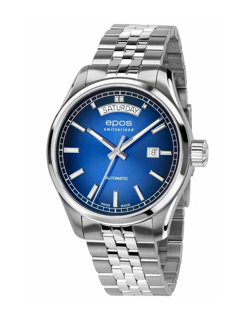 Szwajcarski zegarek męski Epos Passion 3501.142.20.96.30 Day Date z szafirowym szkłem Szwajcarski zegarek męski Epos Passion 3501.142.20.96.30 Day Date z szafirowym szkłem