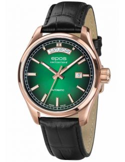 Szwajcarski zegarek męski Epos Passion 3501.142.24.93.25 Day Date z szafirowym szkłem
