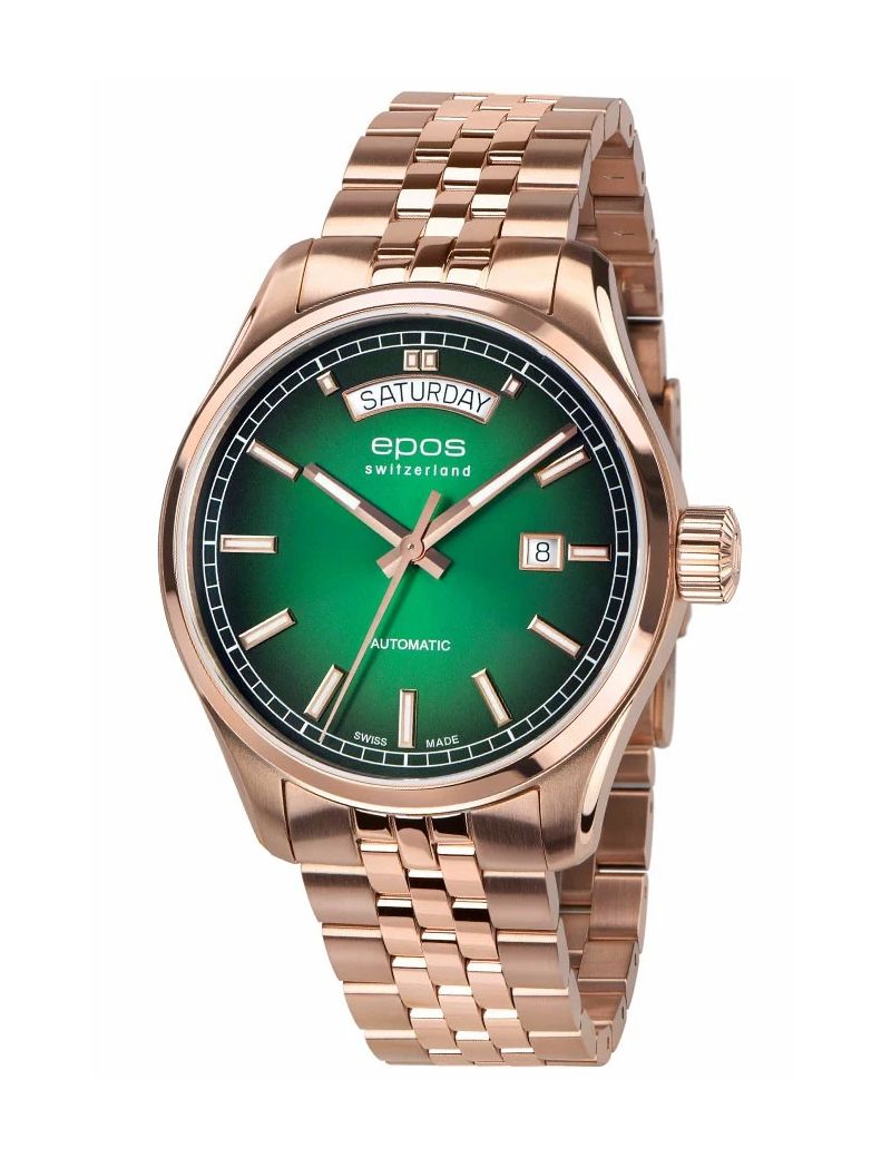 Szwajcarski zegarek męski Epos Passion 3501.142.24.93.34 Day Date z szafirowym szkłem Szwajcarski zegarek męski Epos Passion 3501.142.24.93.34 Day Date z szafirowym szkłem