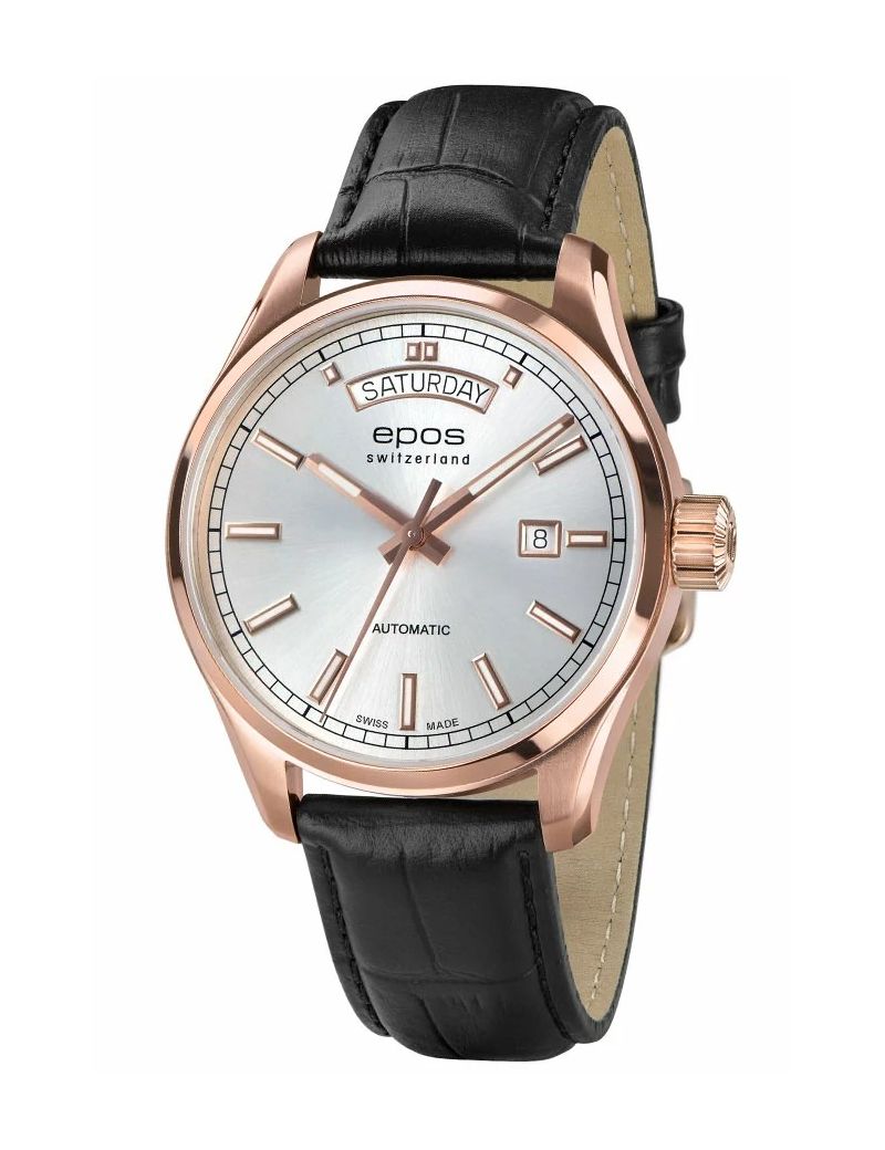 Szwajcarski zegarek męski Epos Passion 3501.142.24.98.25 Day Date z szafirowym szkłem Szwajcarski zegarek męski Epos Passion 3501.142.24.98.25 Day Date z szafirowym szkłem