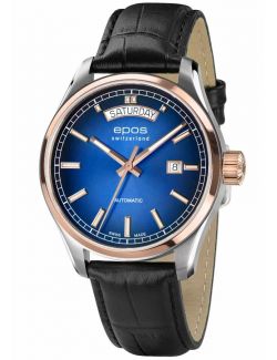 Szwajcarski zegarek męski Epos Passion 3501.142.34.96.25 Day Date z szafirowym szkłem