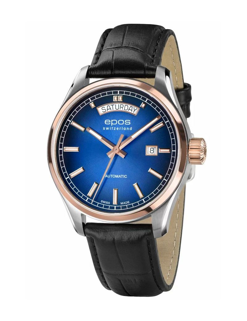 Szwajcarski zegarek męski Epos Passion 3501.142.34.96.25 Day Date z szafirowym szkłem Szwajcarski zegarek męski Epos Passion 3501.142.34.96.25 Day Date z szafirowym szkłem