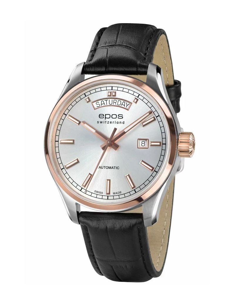 Szwajcarski zegarek męski Epos Passion 3501.142.34.98.25 Day Date z szafirowym szkłem Szwajcarski zegarek męski Epos Passion 3501.142.34.98.25 Day Date z szafirowym szkłem