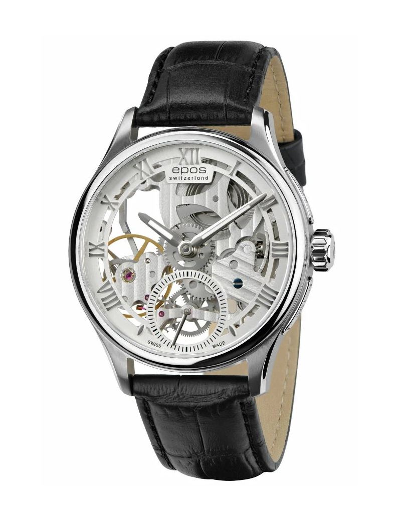 Szwajcarski zegarek męski Epos Originale 3500.165.20.28.25 Skeleton z szafirowym szkłem Szwajcarski zegarek męski Epos Originale 3500.165.20.28.25 Skeleton z szafirowym szkłem