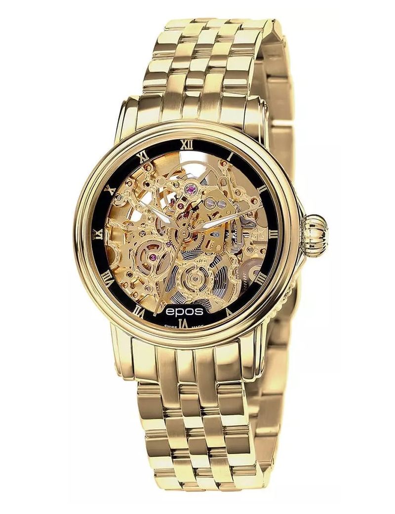 Elegancki zegarek damski Epos Ladies 4390.156.22.25.32 Skeleton z szafirowym szkłem Swiss Made