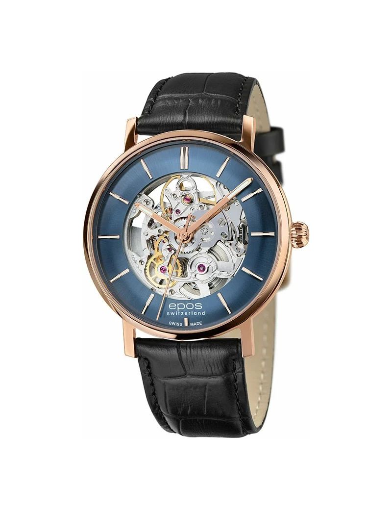 Szwajcarski zegarek męski Epos Originale 3437.135.24.16.25 Skeleton PVD z szafirowym szkłem Szwajcarski zegarek męski Epos Originale 3437.135.24.16.25 Skeleton PVD z szafirowym szkłem