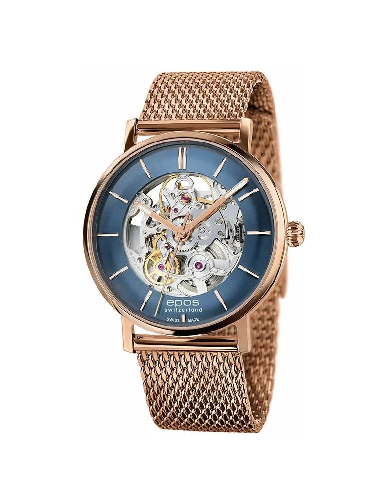 Szwajcarski zegarek męski Epos Originale 3437.135.24.16.34 Skeleton PVD z szafirowym szkłem Szwajcarski zegarek męski Epos Originale 3437.135.24.16.34 Skeleton PVD z szafirowym szkłem