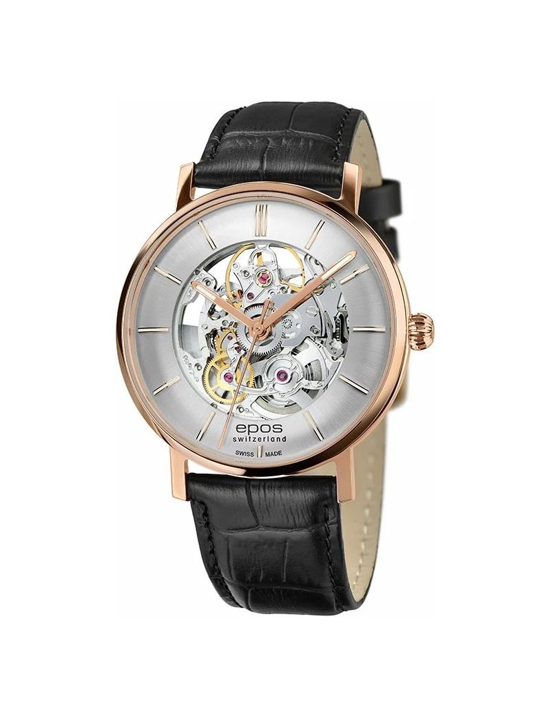 Szwajcarski zegarek męski Epos Originale 3437.135.24.18.25 Skeleton PVD z szafirowym szkłem Szwajcarski zegarek męski Epos Originale 3437.135.24.18.25 Skeleton PVD z szafirowym szkłem