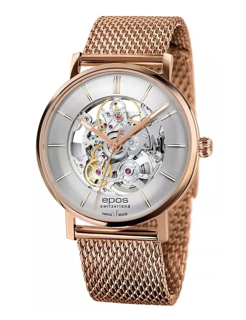 Szwajcarski zegarek męski Epos Originale 3437.135.24.18.34 Skeleton PVD z szafirowym szkłem Szwajcarski zegarek męski Epos Originale 3437.135.24.18.34 Skeleton PVD z szafirowym szkłem
