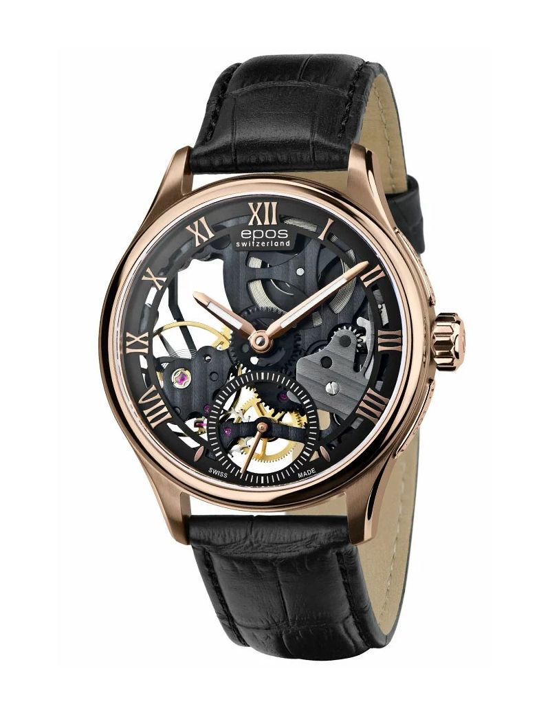 Szwajcarski zegarek męski Epos Originale 3500.169.24.25.25 Skeleton z szafirowym szkłem