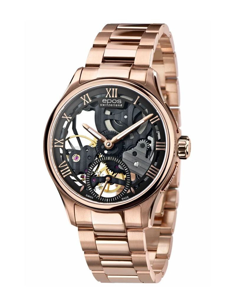 Szwajcarski zegarek męski Epos Originale 3500.169.24.25.34 Skeleton z szafirowym szkłem