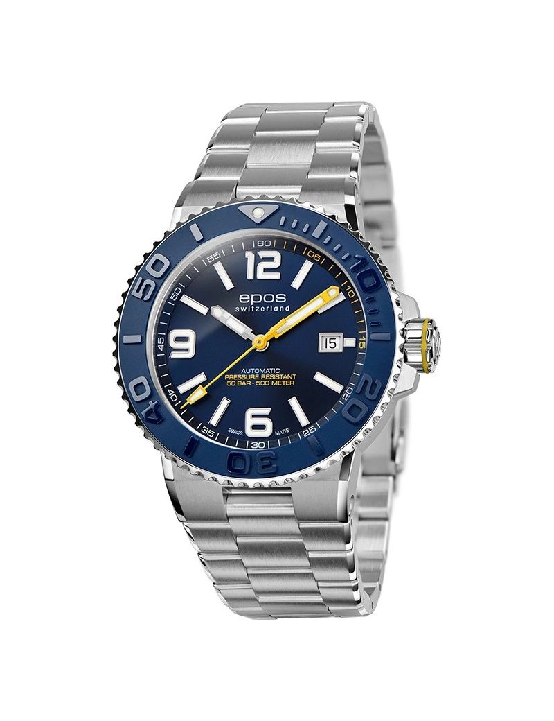 Profesjonalny zegarek męski do nurkowania 500m Epos Sportive 3441.131.96.56.30 Diver Swiss Made