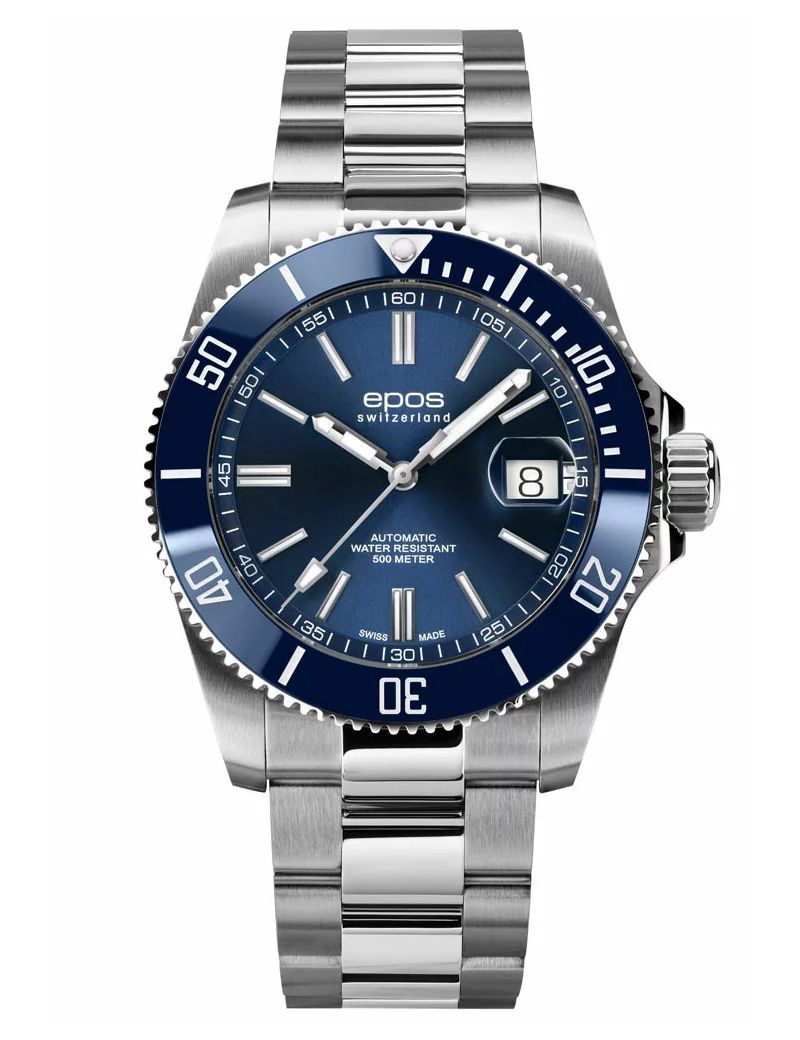 Profesjonalny zegarek męski do nurkowania 500m Epos Sportive 3504.131.96.16.30 Diver Swiss Made