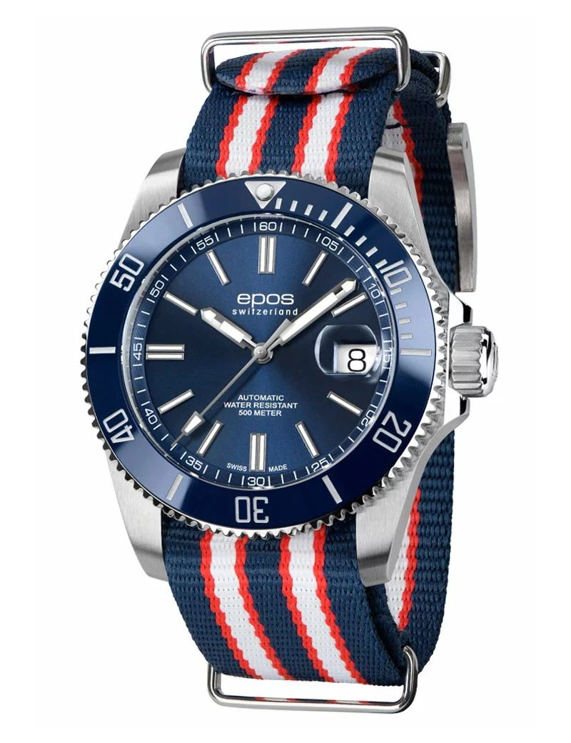 Profesjonalny zegarek męski do nurkowania 500m Epos Sportive 3504.131.96.16.66 Diver Swiss Made