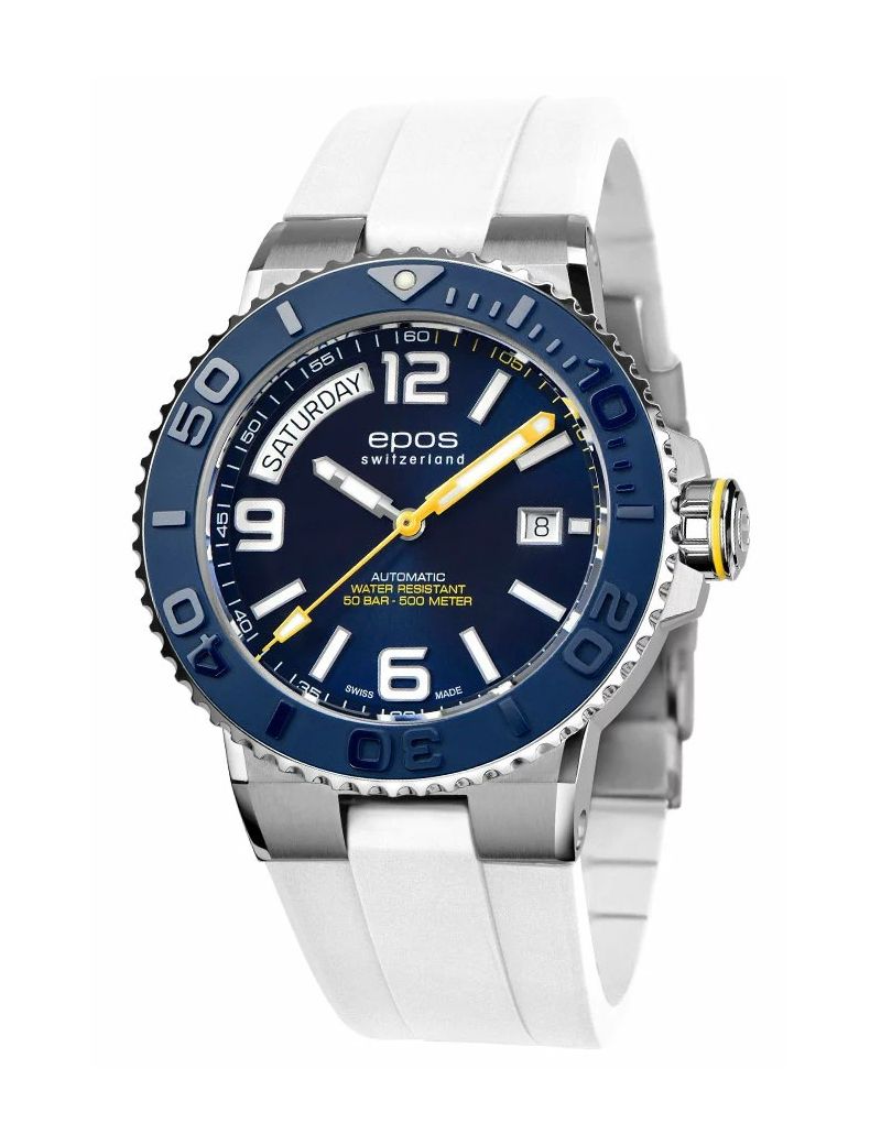 Profesjonalny zegarek męski do nurkowania 500m Epos Sportive 3441.142.96.96.50 Diver Day Date Swiss Made Profesjonalny zegarek męski do nurkowania 500m Epos Sportive 3441.142.96.96.50 Diver Day Date Swiss Made