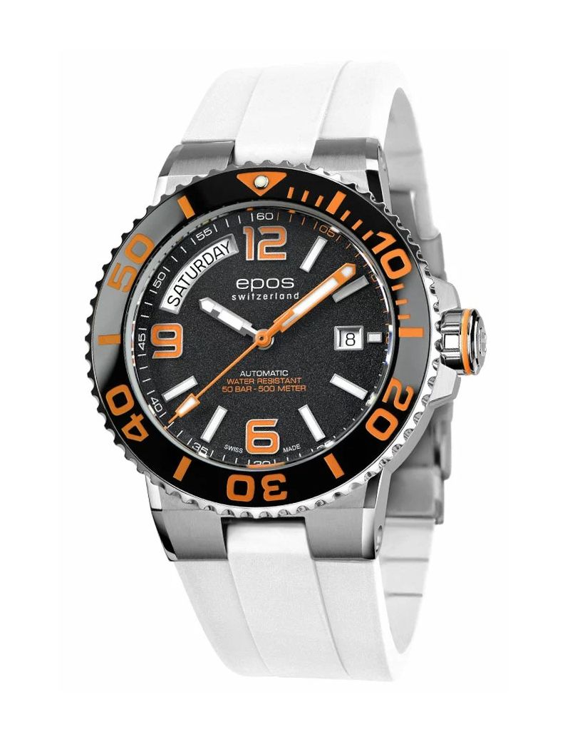 Profesjonalny zegarek męski do nurkowania 500m Epos Sportive 3441.142.99.92.50 Diver Day Date Swiss Made