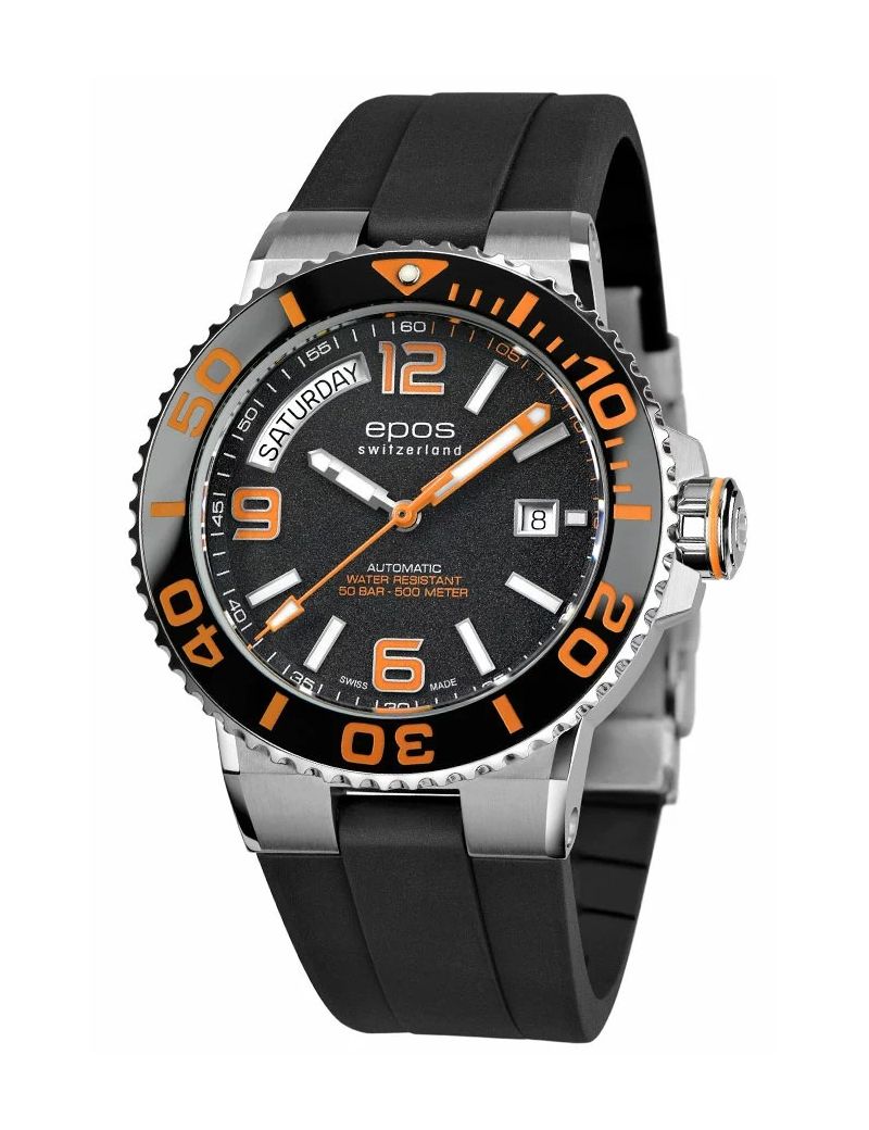 Profesjonalny zegarek męski do nurkowania 500m Epos Sportive 3441.142.99.92.55 Diver Day Date Swiss Made Profesjonalny zegarek męski do nurkowania 500m Epos Sportive 3441.142.99.92.55 Diver Day Date Swiss Made