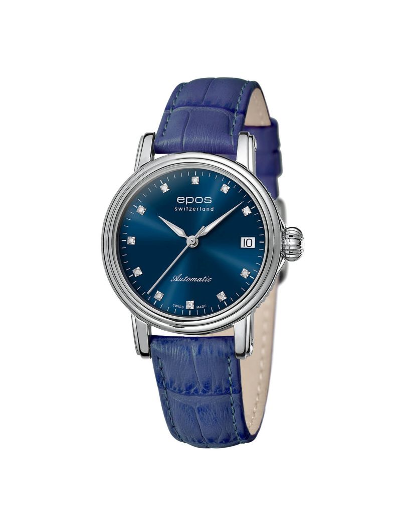 Elegancki zegarek damski Epos Ladies 4390.152.20.86.16 Diamonds z szafirowym szkłem Swiss Made