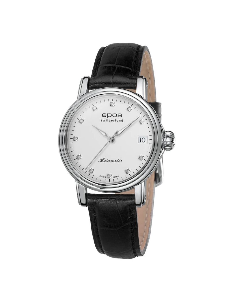 Elegancki zegarek damski Epos Ladies 4390.152.20.88.15 Diamonds z szafirowym szkłem Swiss Made
