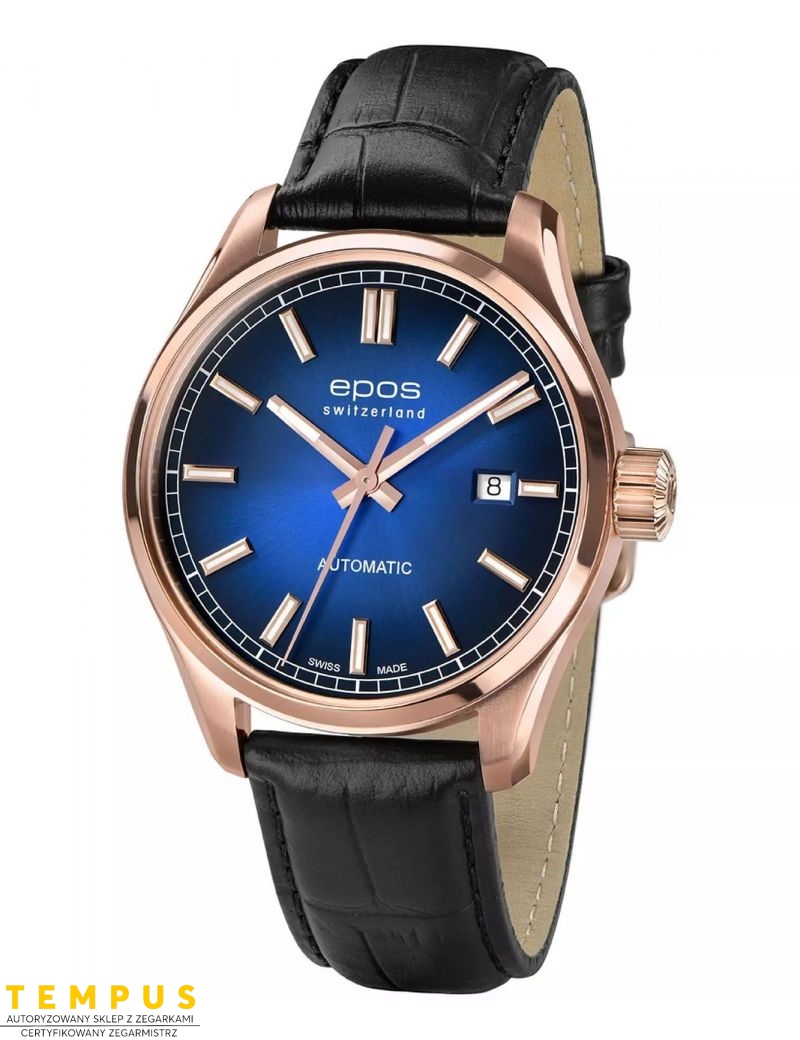 Zegarek męski retro Epos Originale PVD z niebieską tarczą na pasku Zegarek męski retro Epos Originale PVD z niebieską tarczą na pasku