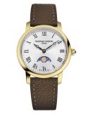 Klasyczny zegarek na pasku skórzanym z fazą księżyca Frederique Constant Slimline Ladies Moonphase FC-206RS1S5