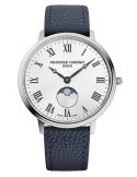 Klasyczny zegarek na pasku skórzanym z fazą księżyca Frederique Constant Classics Quartz Moonphase FC-206RS3S6