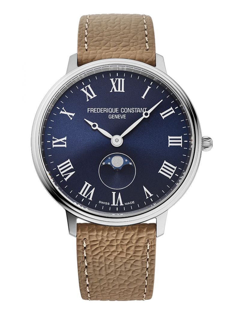 Klasyczny zegarek na pasku skórzanym z fazą księżyca Frederique Constant Classics Quartz Moonphase FC-206RN3S6 Klasyczny zegarek na pasku skórzanym z fazą księżyca Frederique Constant Classics Quartz Moonphase FC-206RN3S6