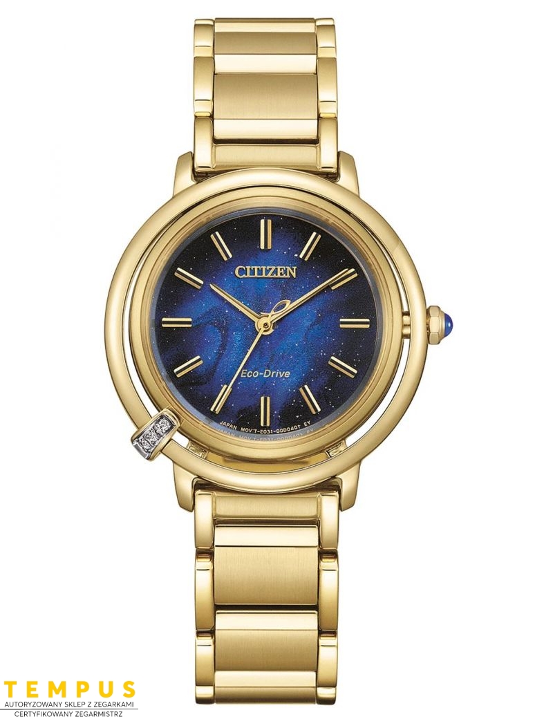 Pozłacany zegarek damski z diamentami Citizen L Arcly Collection Arising EM1099-57L