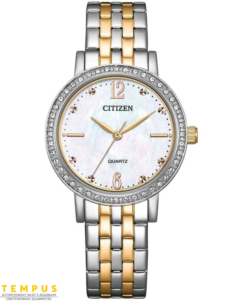 Elegancki zegarek damski z cyrkoniami Citizen Core Collection EL3106-59D Elegance