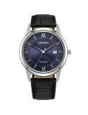 Klasyczny zegarek dla mężczyzn na czarnym pasku skórzanym Citizen Elegance Eco-Drive AW1780-17L Solar