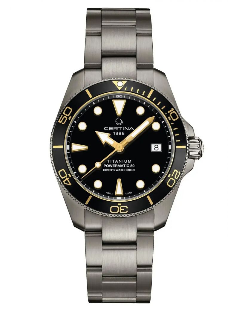 Profesjonalny zegarek do nurkowania 300 m Certina DS Action Diver Powermatic 80 Titanium C048.807.44.051.00