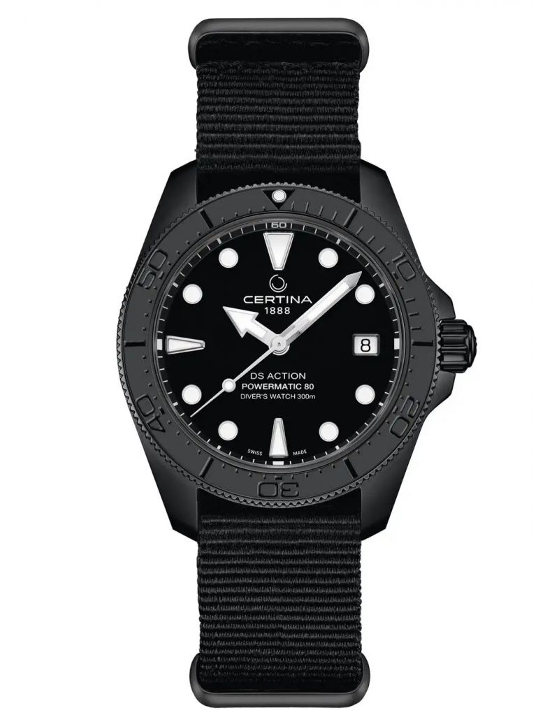 Profesjonalny zegarek do nurkowania 300 m Certina DS Action Diver Powermatic 80 C048.807.38.051.00