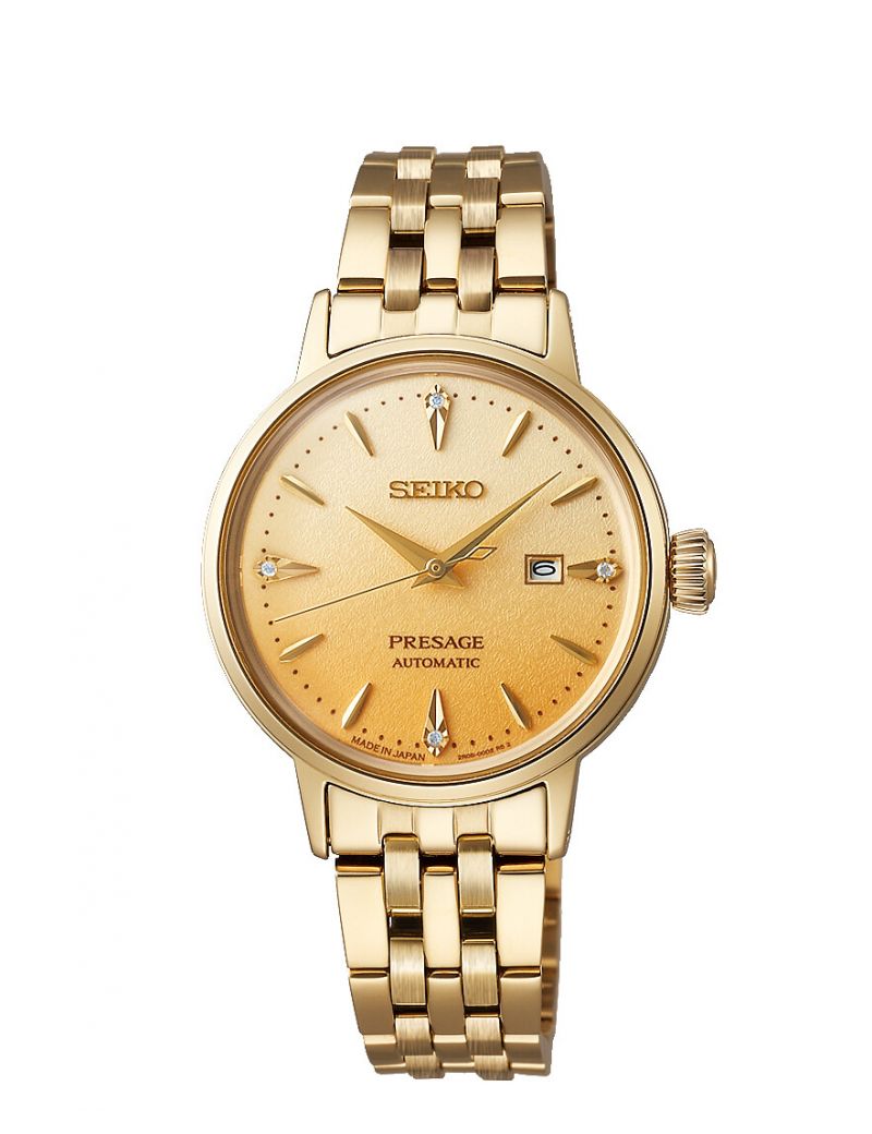 Klasyczny zegarek damski z diamentami Seiko Presage Cocktail Time Eggnog SRE018J1 Klasyczny zegarek damski z diamentami Seiko Presage Cocktail Time Eggnog SRE018J1