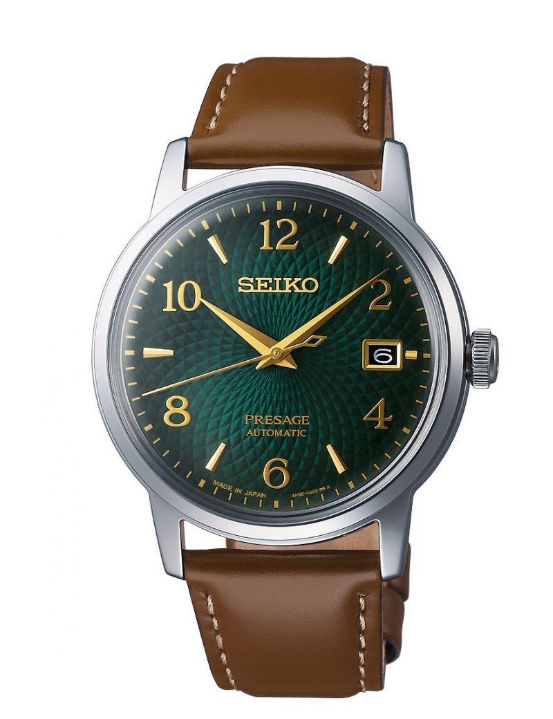 Klasyczny zegarek męski na pasku do garnituru Seiko Presage Automatic Cocktail Time Mojito SRPE45J1 Klasyczny zegarek męski na pasku do garnituru Seiko Presage Automatic Cocktail Time Mojito SRPE45J1