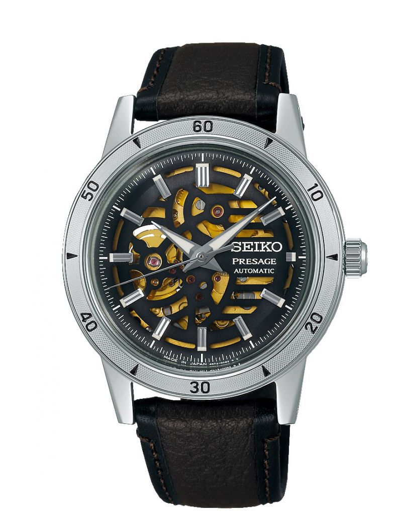 Elegancki zegarek męski do garnituru Seiko Presage Automatic Style 60s SSA461J1 Skeleton