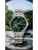 Elegancki zegarek męski z widocznym mechanizmem Seiko Presage Japanese Garden Open Heart SSA463J1