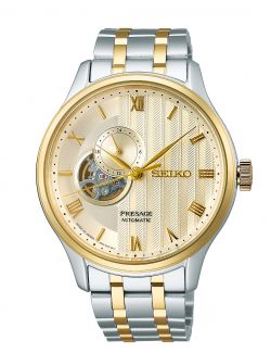 Elegancki zegarek męski z widocznym mechanizmem Seiko Presage Japanese Garden Open Heart SSA464J1